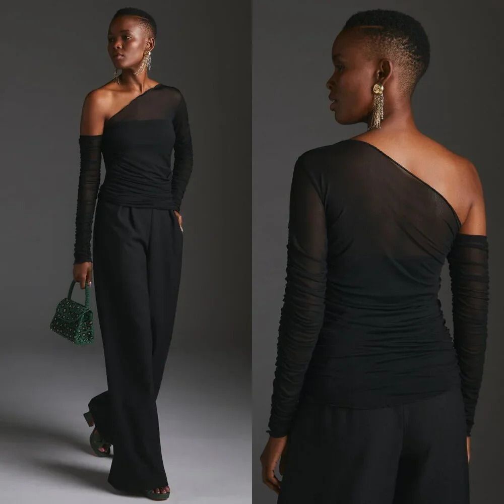Anthropologie One-Shoulder Sheer Top Size Medium NWOT - Picture 10 of 11